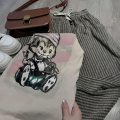 BỘ CỘC ÁO HÌNH THỎ ĐỘI MŨ QUẦN KẺ NỮ SẴN
