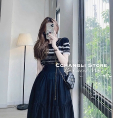 ÁO LEN KẺ MONGTOGI CỔ TRÒN NỮ THU ĐÔNG
