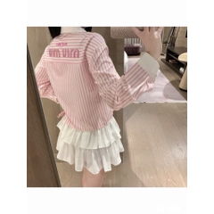 ÁO SƠ MI MIU MIU CỔ PHỐI CÚC NGỌC SẴN( xả 99k )