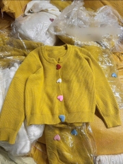 ÁO LEN 2 MÀU VÀNG TRẮNG CÚC TIM DÀI TAY NỮ