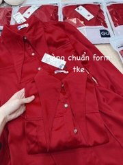 ÁO SƠ MI LỤA ĐỎ CỔ DÀI NỮ SẴN