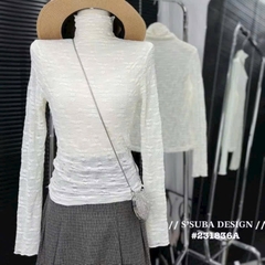 ÁO REN 2 MÀU ĐEN TRẮNG NỮ THU ĐÔNG