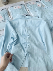 ÁO SƠ MI GU ĐÍNH NƠ SAU NỮ SẴN