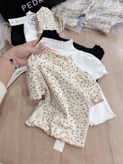 SET 3 ÁO ZIP CỔ BÈO ĐEN TRẮNG HOA BÉ GÁI (SALE 79k)