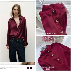 ÁO SƠ MI LỤA ZARA ĐỎ CÚC KIỂU NỮ SẴN (SALE 75k)