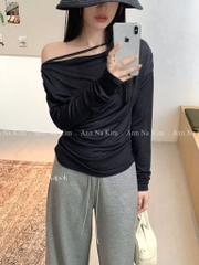 SET 2 ÁO LEN ĐEN TRẮNG TRỄ VAI NỮ THU ĐÔNG SẴN
