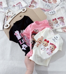 SET 3 ÁO CỘC LABUBU HỒNG TRẮNG ĐEN BÉ GÁI SẴN (SALE 79k)