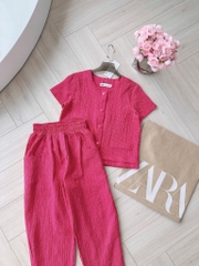 SET HỒNG ÁO TÚI LỆCH GẤU QUẦN CÁCH ĐIỆU NỮ SẴN