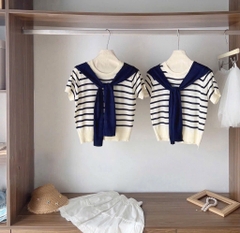 ÁO LEN KẺ KÈM KHĂN HAI 2 MÀU NỮ THU ĐÔNG