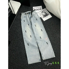 JEAN ỐNG SUÔNG THÊU YSL XANH(sale 85k)