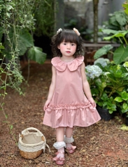 VÁY ĐŨI HỒNG CỔ SEN ĐUÔI CÁ TIỂU THƯ CHO BÉ GÁI SẴN (SALE 65k)