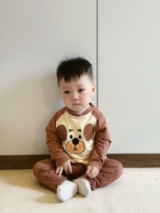 SET 2 BỘ DÀI COTTON CHÓ XANH GẤU NÂU BÉ TRAI SẴN