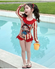 ĐỒ BƠI - JUM BƠI DÀI TAY KẺ ĐỎ BÉ GÁI
