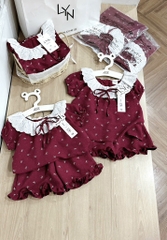SET BÈO CHẤT ĐŨI ĐỎ ĐẬM BÉ GÁI (SALE 62k)