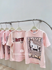 ÁO PHÔNG 2 MÀU HELLO KITTY LOVE NỮ(XẢ 95k)