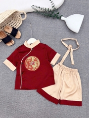 SET BỘ TRUNG THU ÁO DÀI ĐỎ QUẦN BE BÉ TRAI SẴN