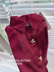 ÁO SƠ MI LỤA ZARA ĐỎ CÚC KIỂU NỮ SẴN (SALE 75k)
