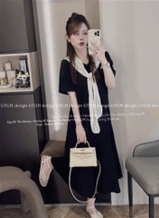 VÁY SUÔNG ĐEN KÈM KHĂN NỮ SẴN