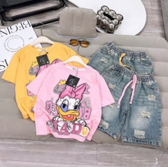 SET BÉ ÁO PHÔNG VỊ DONAL+ QUẦN NGỐ JEAN ỐNG RỘNG BÉ GÁI
