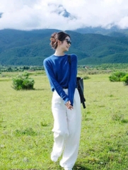 ÁO LEN XANH COBAN NỮ THU ĐÔNG