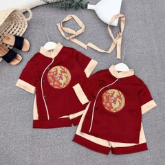 SET BỘ TRUNG THU ÁO DÀI ĐỎ QUẦN BE BÉ TRAI SẴN
