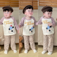 SET BỘ DÀI CUTE PANDA PHỐI QUẦN KẺ BÉ TRAI SẴN(XẢ 39k)