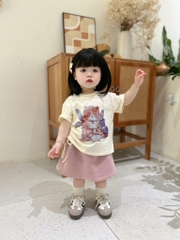 SET ÁO VÁY HỒNG BÉ GÁI KÈM MŨ
