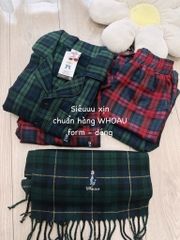 SET KẺ GẤU WHOU VIỀN TÚI NAM NỮ THU ĐÔNG SẴN (SALE 159k)