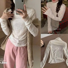 ÁO REN 2 MÀU ĐEN TRẮNG NỮ THU ĐÔNG