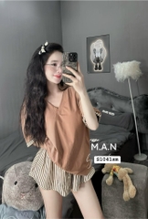 BỘ ÁO CỔ TIM QUẦN ĐÙI KẺ HOT