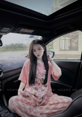 BỘ HELLO KITTY QUẦN SUÔNG KẺ NỮ SẴN