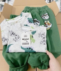 SÉT ÁO CHÓ CỨU HỘ KHỦNG LONG GHI MIX QUẦN XANH LÁ CHO BÉ YÊU