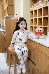 SET 2 BỘ DÀI TÍM CHẤM BI KURUMI BÉ GÁI