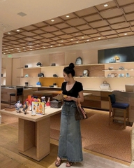 CHÂN VÁY BÒ NỮ ĐUÔI CÁ DÁNG DÀI