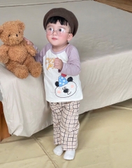 SET BỘ DÀI CUTE PANDA PHỐI QUẦN KẺ BÉ TRAI SẴN(XẢ 39k)