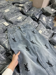 JEAN ỐNG SUÔNG THÊU YSL XANH(sale 85k)