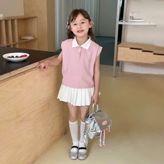 VÁY HỒNG PHỐI CHÂN VÁY ĐUÔI CÁ XẾP LI BÉ GÁI SẴN (SALE 60k)