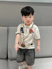 SÉT ÁO POLO GẤU WHO.AU QUẦN SHORT JEAN KHÓI BÉ TRAI NEW( xả 79k)