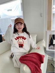 BỘ NỈ BÔNG GHI TIÊU MẸ BÉ LABUBU CHỮ ĐỎ