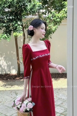 SET ÁO DÀI CÁCH TÂN THÊU NGỰC CỔ VUÔNG NỮ (SALE 150k))