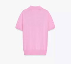 ÁO LEN POLO HỒNG CỘC TAY NỮ