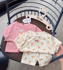 SET 2 BỘ THÔNG HƠI VẢI XUẤT HÀN HỒNG BE BÉ GÁI SẴN