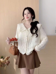 ÁO LEN REN CỔ SEN 4 MÀU NỮ THU ĐÔNG SẴN