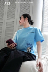 ÁO PHÔNG XANH BRAIN CỘC TAY NỮ