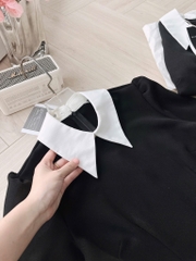 VÁY XOÈ ĐÍNH ĐÁ PHỐI CỔ TRẮNG NỮ