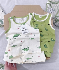 SET 2 BỘ BA LỖ KHỦNG LONG TONE XANH TRẮNG BÉ TRAI(XẢ 79k)