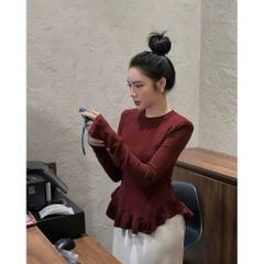 SET 3 ÁO DÀI TAY BÈO GẤU ĐEN ĐỎ KEM NỮ THU ĐÔNG SẴN