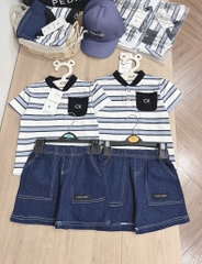 SET CK CỔ TRỤ QUẦN JEAN GIẤY MỀM KÈM MŨ BÉ TRAI