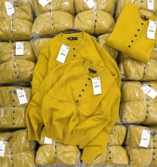 ÁO LEN VÀNG KHUY ĐEN DÀI TAY NỮ THU ĐÔNG