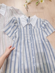 VÁY KẺ LI NGỰC PHỐI CỔ DÁNG XUÔNG NỮ SẴN